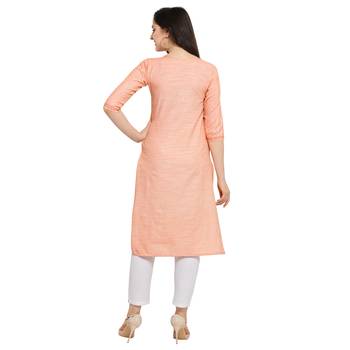 Peach plain cotton kurtas-and-kurtis 3