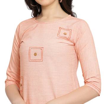 Peach plain cotton kurtas-and-kurtis 4