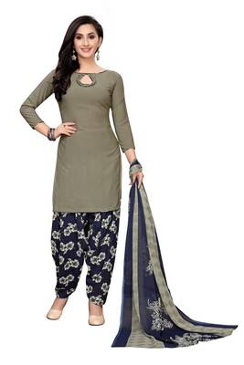 Grey printed crepe salwar 1