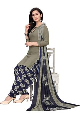 Grey printed crepe salwar 2