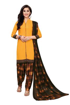Yellow printed crepe salwar 1