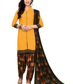 Yellow printed crepe salwar