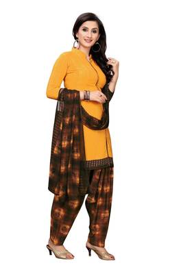 Yellow printed crepe salwar 2