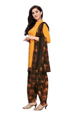 Yellow printed crepe salwar 3