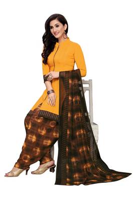 Yellow printed crepe salwar 4