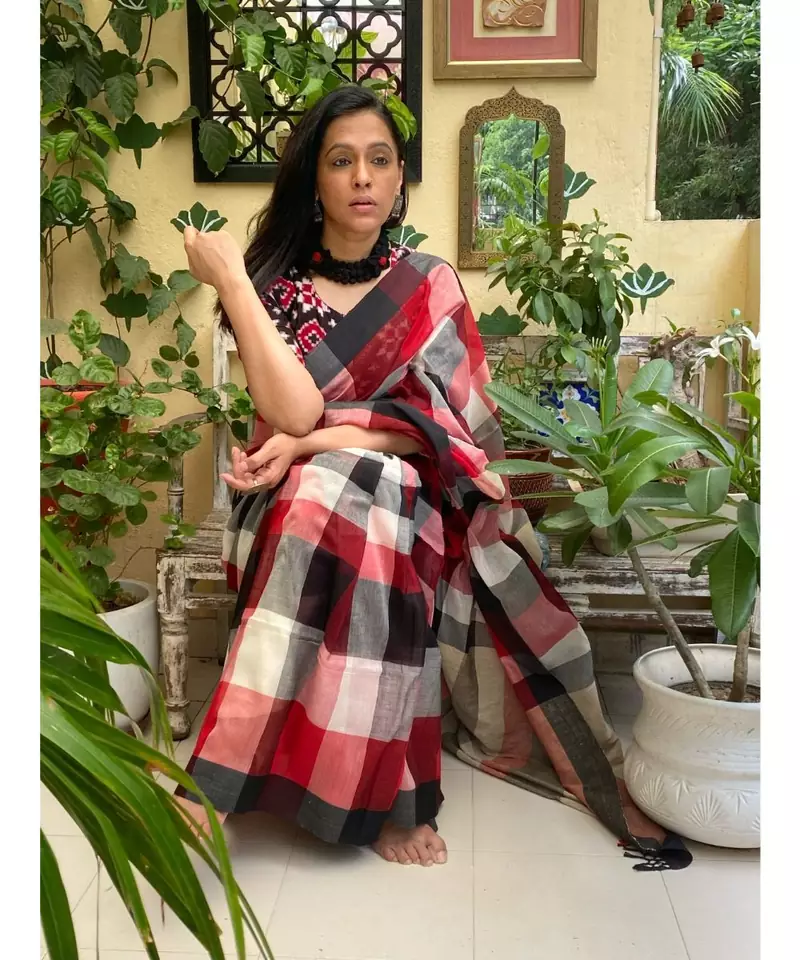 Stunning Khadi cotton in multicolor checks