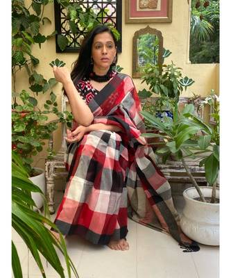 Stunning Khadi cotton in multicolor checks 1