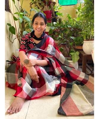 Stunning Khadi cotton in multicolor checks 2