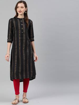 Black woven cotton kurtas-and-kurtis 1