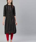 Black woven cotton kurtas-and-kurtis