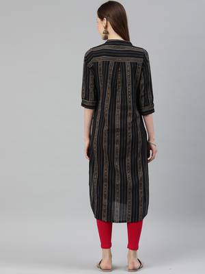 Black woven cotton kurtas-and-kurtis 3
