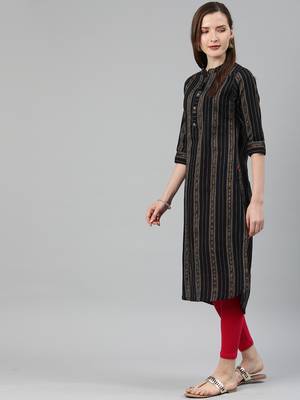 Black woven cotton kurtas-and-kurtis 4
