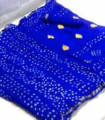 Blue woven cotton silk saree with blouse