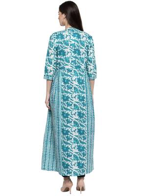 White and Turquoise Casual Shrug for Women 2