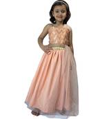 Anitabalia_Label Baby Girl's woven  crop top, dot net Lehenga choli Fully Stitched. Pink