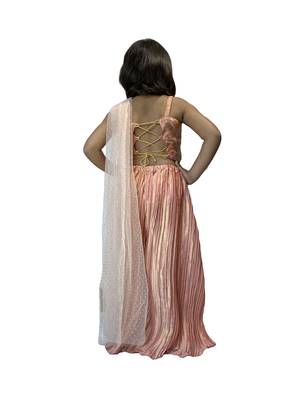 Anitabalia_Label Baby Girl's woven  crop top, dot net Lehenga choli Fully Stitched. Pink 2