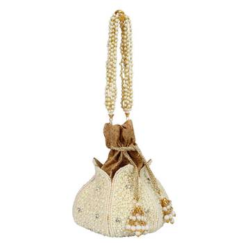 Worthyy Enterprises Women's Pearl Lotus Potli (White) 1