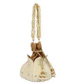 Worthyy Enterprises Women's Pearl Lotus Potli (White)