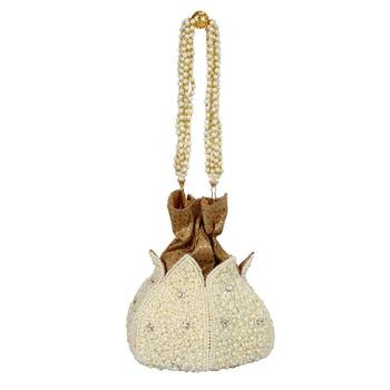 Worthyy Enterprises Women's Pearl Lotus Potli (White) 2