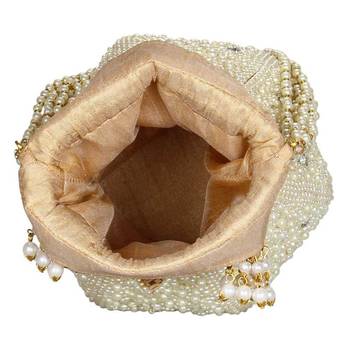 Worthyy Enterprises Women's Pearl Lotus Potli (White) 3