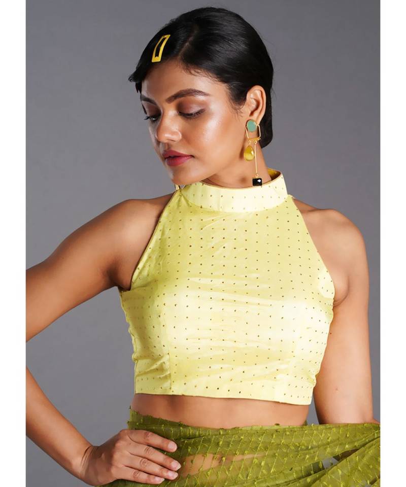 lemon mukaish halter blouse - BOVEEE 