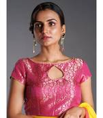 pink brocade blouse with keyhole