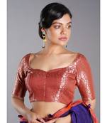 red brocade blouse