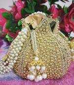 Worthyy Enterprises Women's Pearl Lotus Potli (Gold)