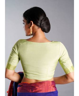 sage green blouse with mukaish border 3