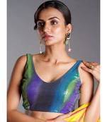 hand painted multi color sequin blouse