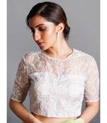 grey embroidered net blouse