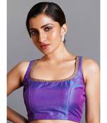 blue dual color sleeveless blouse with lace