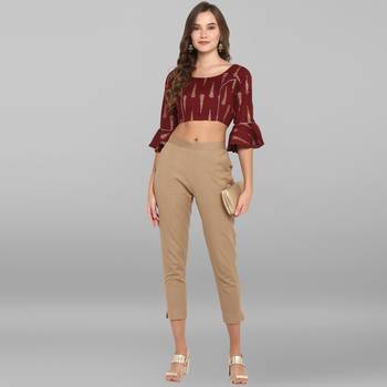 Women's Maroon Cotton Stitched Blouse 3