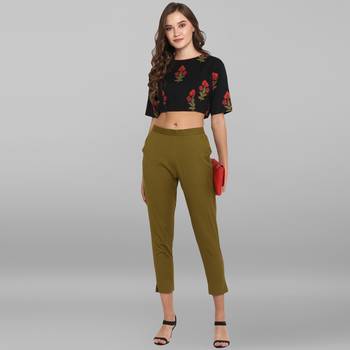 Women's Black Cotton Stitched Blouse 2