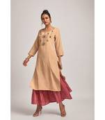 Viscose  Light Peach Kurta With Viscose  Peach Pant