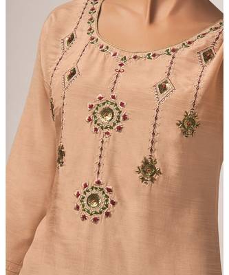 Viscose  Light Peach Kurta With Viscose  Peach Pant 3