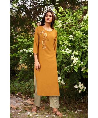 Yellow  Heavy Viscose Kurta With Cotton  Grey Pants 1