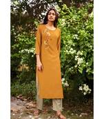 Yellow  Heavy Viscose Kurta With Cotton  Grey Pants