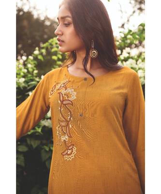 Yellow  Heavy Viscose Kurta With Cotton  Grey Pants 3
