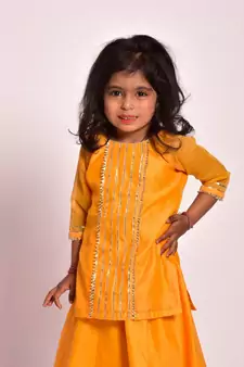 yellow gota skirt kurta set