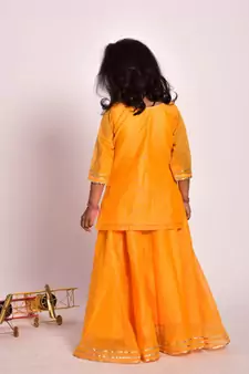 yellow gota skirt kurta set