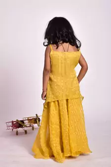 GOLDEN CHECK SKIRT TOP SET