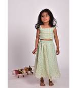 powder blue skirt and crop top set