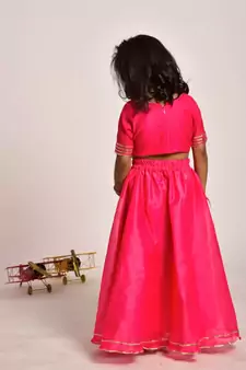 magenta skirt and crop top set