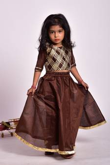 brown skirt top set