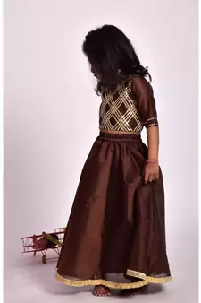 brown skirt top set
