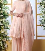 GRACEFUL Peach thread embroidery georgette salwar Kameez With dupatta
