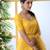 ARRESTING Mustard thread embroidery art silk semi stitched chudidar salwar