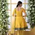 ARRESTING Mustard thread embroidery art silk semi stitched chudidar salwar
