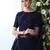 Navy-blue thread embroidery Georgette salwar Kameez With dupatta